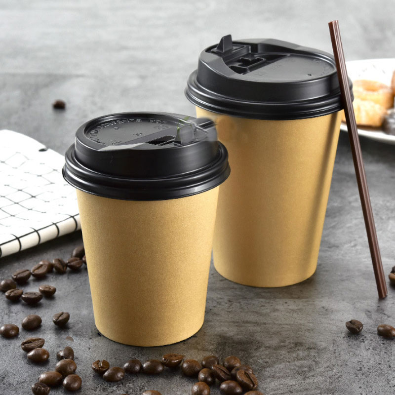 Taza de papel kraft desechable con tapa