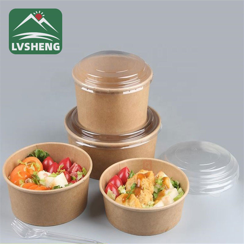 Paquete de papel de kraft a prueba de grasa para llevar la lonchera de ensalada