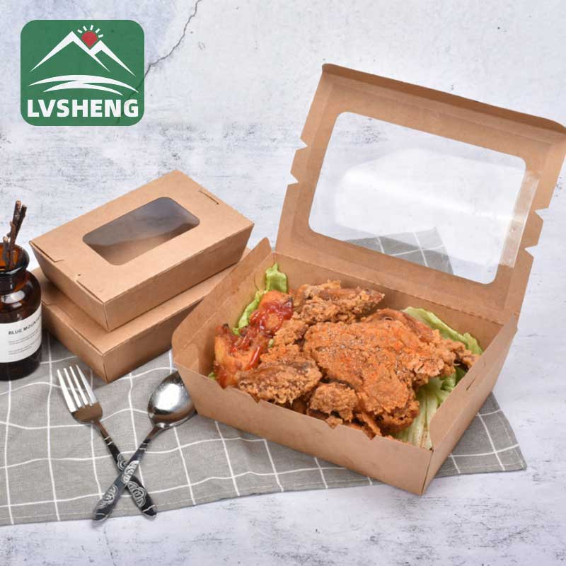 Caja de comida de papel con ventana